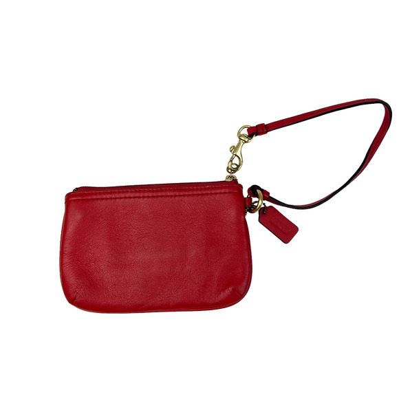 Coach Pebble Leather Wristlet Red - Picture 6 of 10